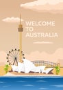 Australia poster. Welcome to Australia. Sydney. Modern flat design.