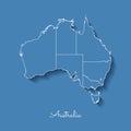 Australia region map: blue with white outline and. Royalty Free Stock Photo
