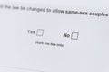 Ballot of Australian Gay Marriage postal survey, yes and no boxes