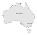 Australia silhouette map with Canberra capital