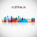 Australia skyline silhouette in colorful geometric style. Royalty Free Stock Photo