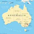 Australia, political map with internal administrative boundaries