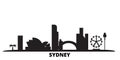 Australia, Sydney City city skyline isolated vector illustration. Australia, Sydney City travel black cityscape Royalty Free Stock Photo