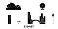 Australia, Sydney City flat travel skyline set. Australia, Sydney City black city vector illustration, symbol, travel