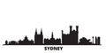 Australia, Sydney city skyline isolated vector illustration. Australia, Sydney travel black cityscape Royalty Free Stock Photo