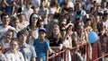 Australia - Sydney, 08.15.2019: crowd of spectators at the event on the sunny summer day. Action. Many people looking at Royalty Free Stock Photo