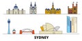 Australia, Sydney flat landmarks vector illustration. Australia, Sydney line city with famous travel sights, skyline