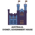 Australia, Sydney, Government House travel landmark vector illustration Royalty Free Stock Photo