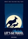 Australia. Time to Travel. Journey, trip, vacation. Moon background. Bon Voyage.