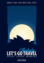 Australia. Time to Travel. Journey, trip, vacation. Moon background. Bon Voyage.