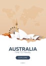 Australia. Time to travel. Travel poster. Vector flat illustration.