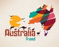 Australia travel map, decrative symbol Royalty Free Stock Photo