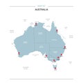 Australia map vector with red pin. Royalty Free Stock Photo