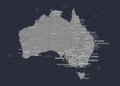 AUSTRALIA vector map. High deailed map with states names and cities Royalty Free Stock Photo