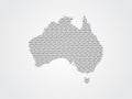 Australia vector map illustration using binary codes on white background to mean advancement of digital technology