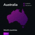 Australia vector stylized striped map in violet and black colors. Flat style Royalty Free Stock Photo
