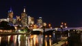 Australia, Victoria, Melbourne downtown and Yarra river at night time. Space for text Royalty Free Stock Photo