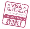 Australia visa with grunge texture. Travel stamp fro tourist passport Royalty Free Stock Photo