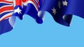 Australia waving flag on blue sky for banner design. Australia national waving flag isolated on blue background. Festive patriotic