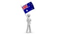 Australia waving flag. 3d Man holding and waving Australian flag. Loop. PNG Alpha channel.