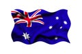 Australia waving flag isolated on white background, Computer digital drawing, Clipping path included