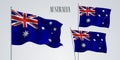 Australia waving flag set of vector illustration