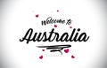 Australia Welcome To Word Text with Handwritten Font and Pink Heart Shape Design