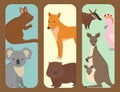 Australia wild animals brochure cartoon popular nature characters flat style mammal collection vector illustration. Royalty Free Stock Photo