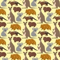 Australia wild animals cartoon popular nature characters seamless pattern background flat style mammal collection vector Royalty Free Stock Photo