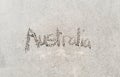 Australia written in the sand