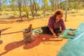 Australian Aboriginal artwork wooden crafts Royalty Free Stock Photo