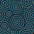 Australian aboriginal dot art circles abstract geometric seamless pattern in blue and white, vector Royalty Free Stock Photo