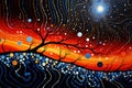 Australian Aboriginal dot art painting of a waterhole.