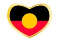 Australian Aboriginal flag in heart shape, golden