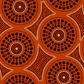 Australian aboriginal seamless vector pattern with dotted circles and crooked squares