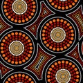 Australian aboriginal seamless vector pattern with dotted circles and crooked squares