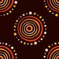 Australian aboriginal vector seamless pattern with circles