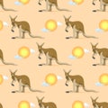 Australian animal kangaroo seamless pattern marsupial wallaby in Australia and textured animalistic background with Royalty Free Stock Photo