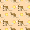 Australian animal kangaroo seamless pattern vector marsupial wallaby in Australia and textured animalistic background Royalty Free Stock Photo