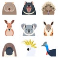 Australian animals flat icons