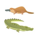 Australian animals vector crocodile and platypus