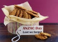 Australian Anzac biscuits in vintage biscuit tin Royalty Free Stock Photo