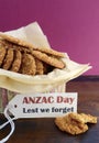 Australian Anzac biscuits in vintage biscuit tin Royalty Free Stock Photo