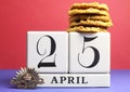 Australian ANZAC Day, April 25, save the date with traditional Anzac biscuits. Royalty Free Stock Photo