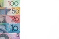 Australian banknotes isolated on white background Royalty Free Stock Photo