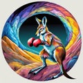 Australian boxing Kangaroo colorful illustration designed clip art
