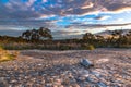 Australian Bush Sunset with Tessellated Rock