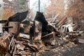 Australian bushfire aftermath: Burnt building ruins and rubble Royalty Free Stock Photo