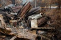 Australian bushfire aftermath: Burnt building ruins and rubble Royalty Free Stock Photo