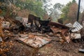 Australian bushfire aftermath: Burnt building ruins and rubble Royalty Free Stock Photo